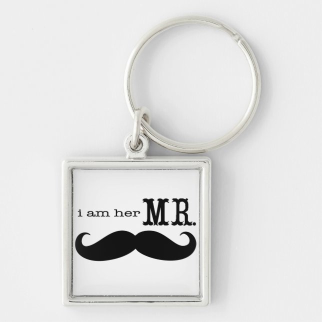Llavero Soy su Sr. Mustache Grooms Regalos (Frente)