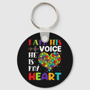 Llavero Soy Su Voz Él Es Mi Corazón Autismo Conciencia Mam