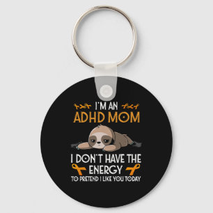 Llavero Soy un Adhd Mom Awareness Naranja Ribbon Sloth Adh