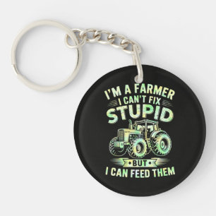 Llavero Soy un agricultor no puedo arreglar estúpido