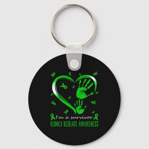 Llavero Soy un corazón superviviente cinta verde con manos