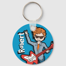 Llavero "Soy un Rockstar" gráfico azul llamado keychain
