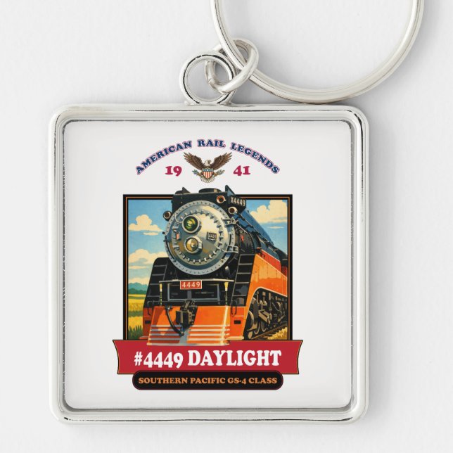 Llavero SP GS-4 Daylight 4449 Steam Locomotive Retro Print (Frente)