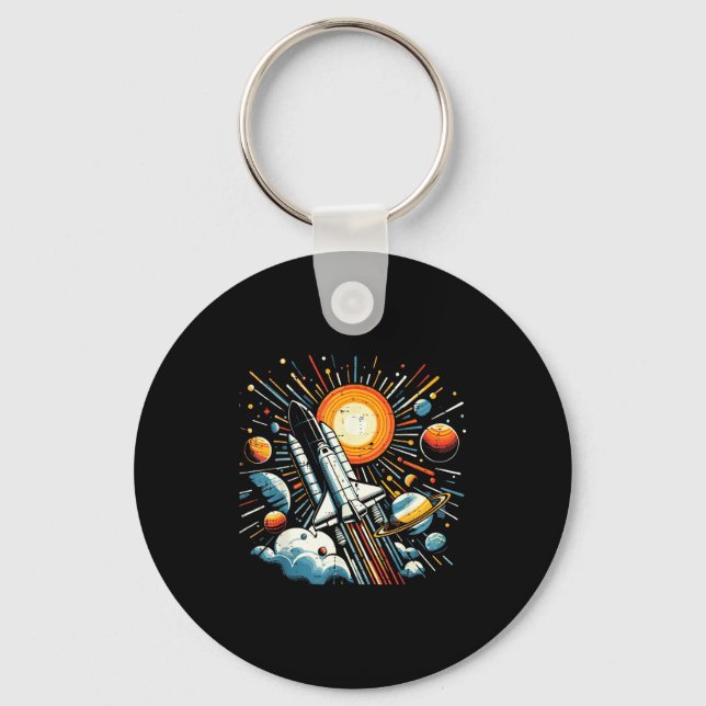 Llavero Space Shuttle Sun Planets Rocket Galaxy Boys Kids  (Anverso)