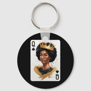 Llavero Spades Queen Poker Card historia negra afroamerica