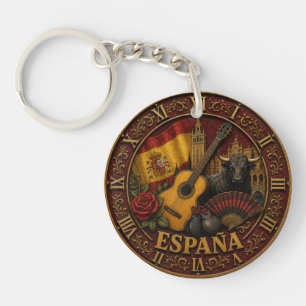 Llavero Spain Flag Spanish Bull Guitar Flamenco Vintage