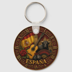 Llavero Spain Flag Spanish Bull Guitar Flamenco Vintage