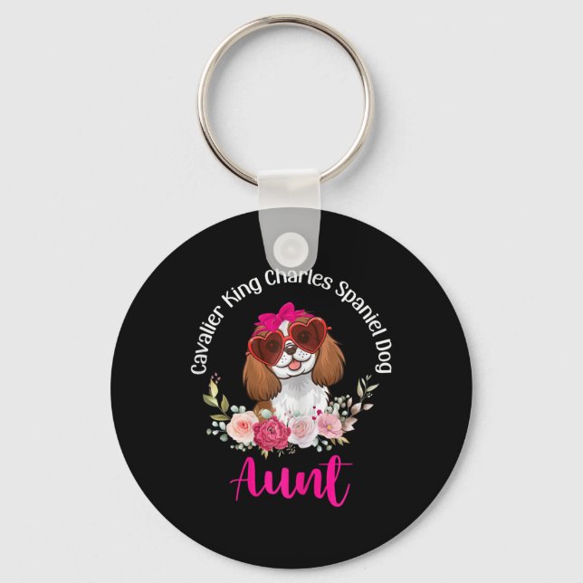 Llavero Spaniel Cavalier King Charles Perro Tía Floral Val (Anverso)