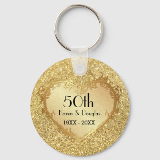 Llavero Sparkle Gold Heart 50° Aniversario del Boda