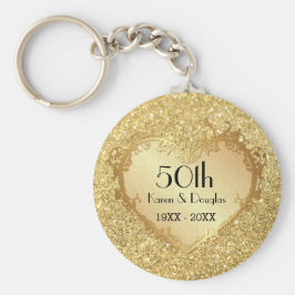 Llavero Sparkle Gold Heart 50° Aniversario del Boda