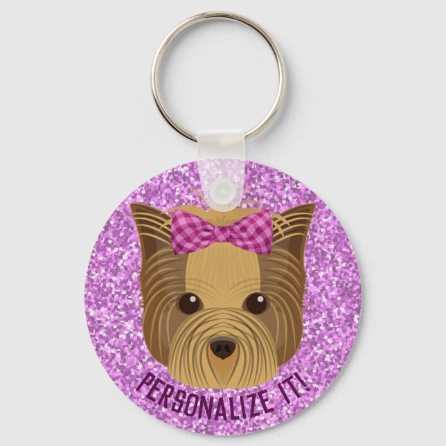 Llavero Sparkle Yorkie Yorkshire Terrier Puppy Dog Purpuri (Anverso)