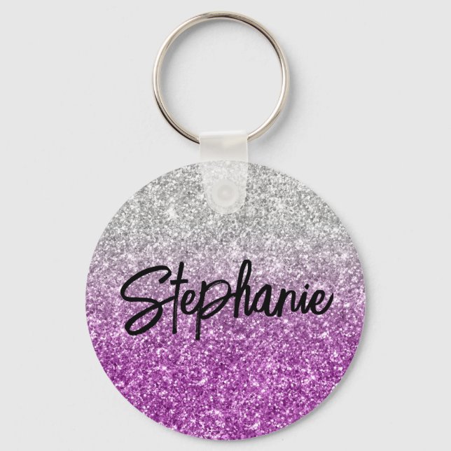 Llavero Sparkly Luxury Silver Purple Ombre Purpurina (Anverso)