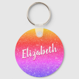 Llavero Sparkly Rainbow Custom Name Keychain