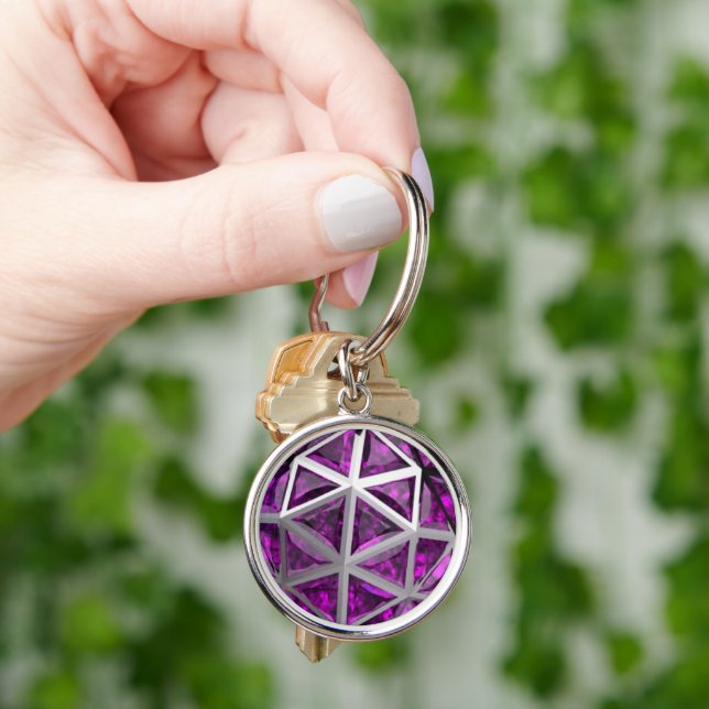 Llavero Sphere Amethyst Gemstone Purple Keychain (Mano)