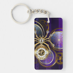Llavero Spider Steampunk sobre fondo morado
