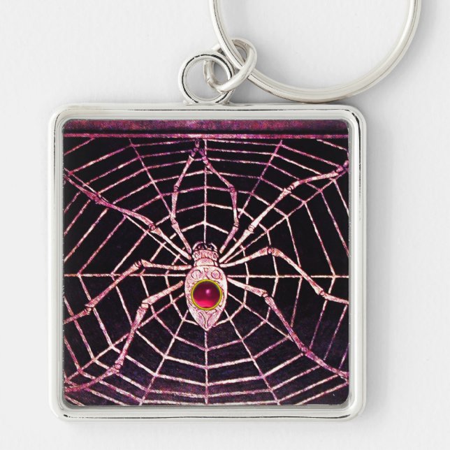 Llavero SPIDER Y WEB Pink Fuchsia Ruby Black (Frente)