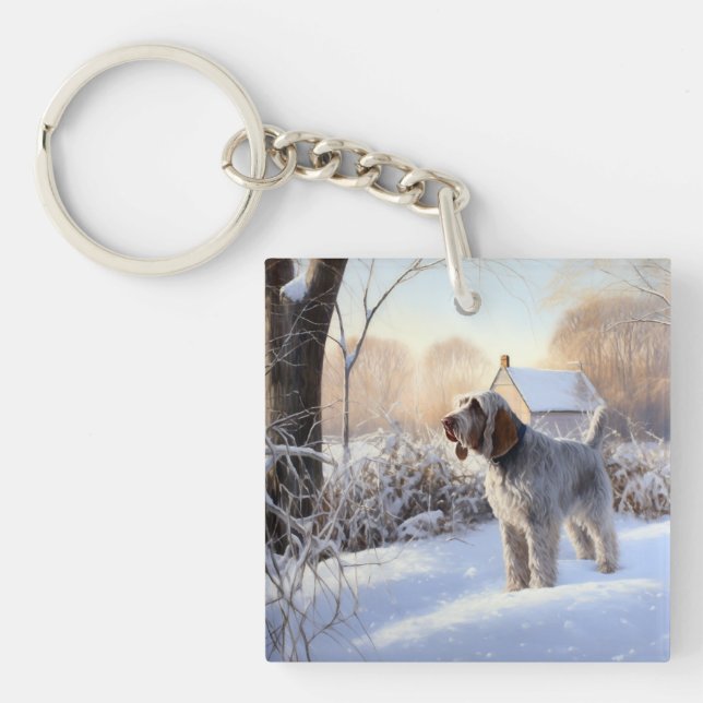Llavero Spinone Italiano Deja que nieve Navidad (Frente)