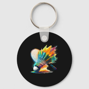 Llavero Splash Art Badminton Player Shuttle Racket Sports