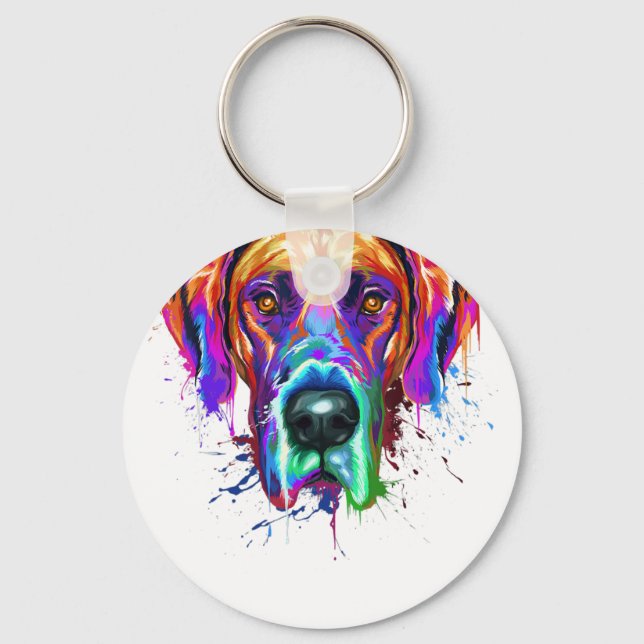 Llavero Splash Art Great Dane Puppy Lover Regalos (Anverso)