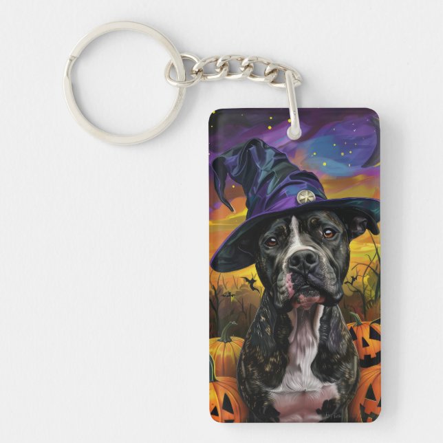 Llavero Spooky American Staffordshire Halloween (Frente)