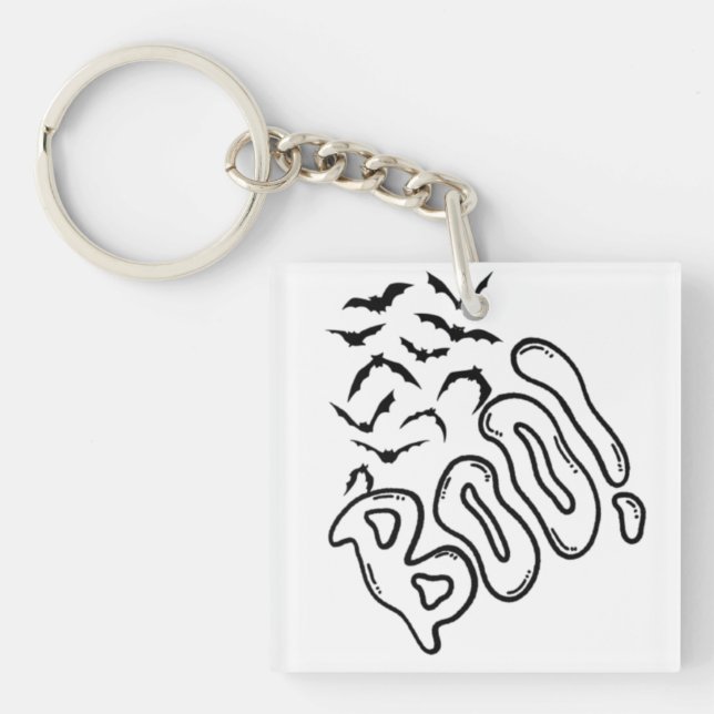 Llavero Spooky Bats and Boo Halloween Design (Frente)