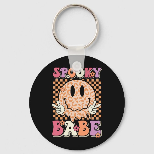 Llavero Spooky Bybe Groovy Halloween Leopard Smile Face Ch (Anverso)