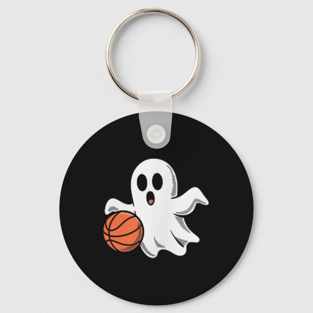 Llavero Spooky Ghost Playing Basketball Retro Halloween Co (Anverso)