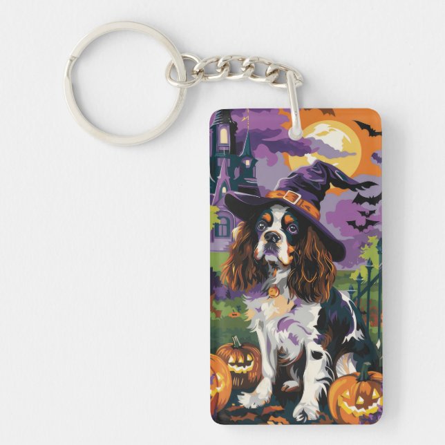 Llavero Spooky Springer Spaniel Halloween Witch Pumpkin (Frente)
