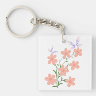 Llavero Spray de flor de melocotón vectorial plano minimal