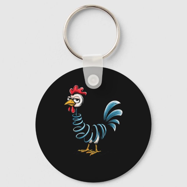 Llavero Spring Chicken Chicken On Go Stick Funny Chicken  (Anverso)