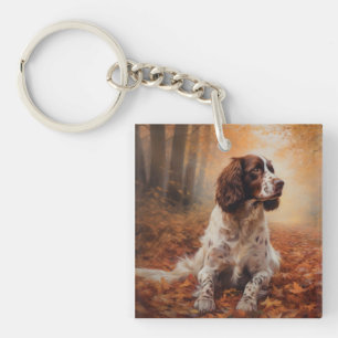 Llavero Springer Spaniel en otoño inspira caída de hojas