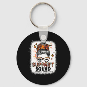 Llavero Squad Messy Bun Butterfly Naranja Ribbon Leukemia
