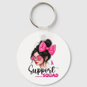 Llavero Squad Messy Bun Chica Cáncer De Mama Rosa Wa