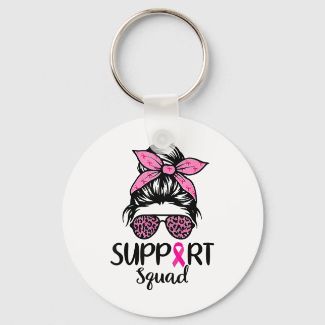 Llavero Squad Messy Bun Leopard Pink Breast Cancer (Anverso)