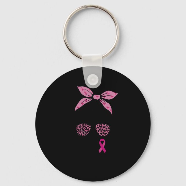 Llavero Squad Messy Bun Leopard Pink Breast Cancer (Anverso)