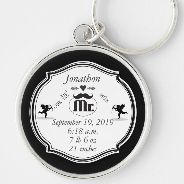 Llavero Sr. Mustache Lil Man Baby Boy Stats (Frente)