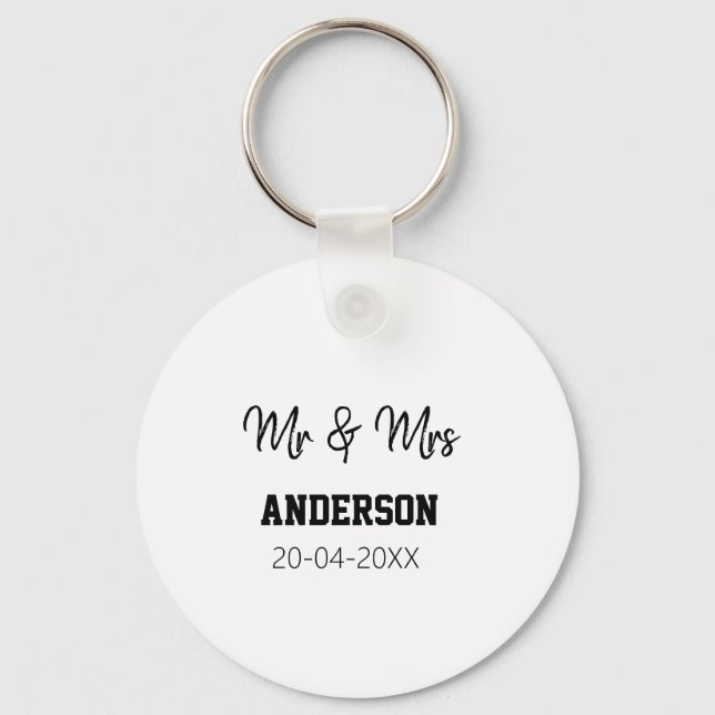 Llavero Sr & Sra agregar apellido fecha año favor de boda  (Anverso)