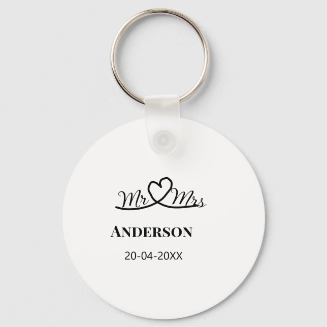 Llavero Sr. y Sra. añada apellido fecha año de boda favor  (Anverso)