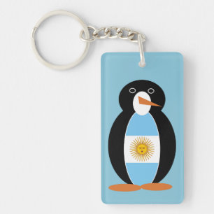 Llavero Sra. Pingüino Bandera Argentina sobre Azul