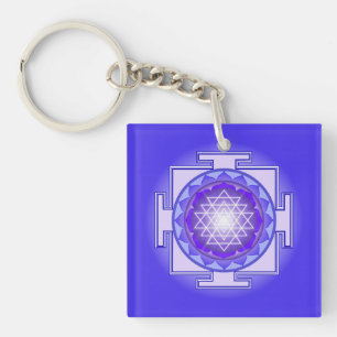 Llavero Sri Yantra Mandala Purple and Blue Keychain