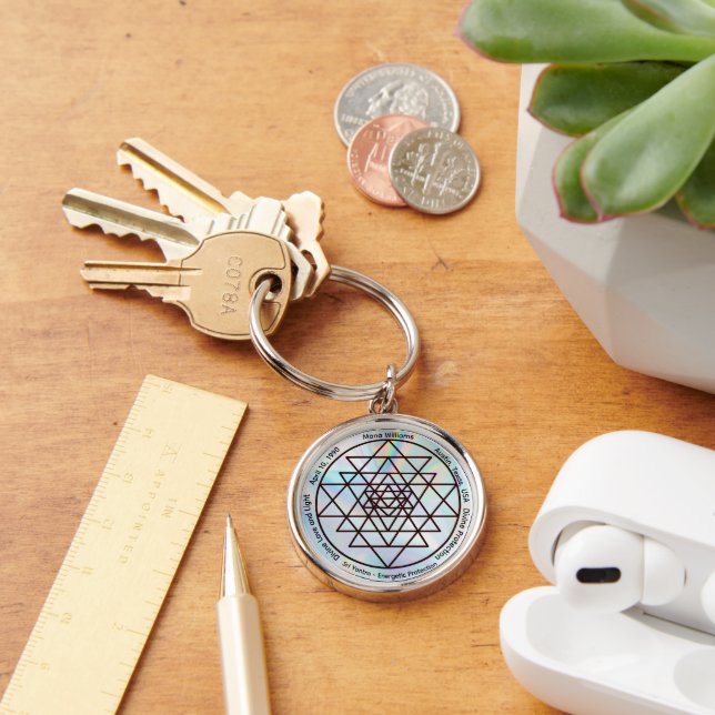 Llavero Sri Yantra – Talismán de Protección Personalizable (Escritorio )