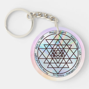 Llavero Sri Yantra – Talismán de Protección Personalizable