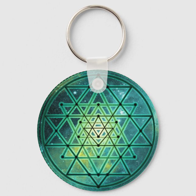 Llavero Sri Yantra verde místico (Anverso)