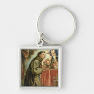 Llavero St Anthony de Padua que adora al niño de Cristo