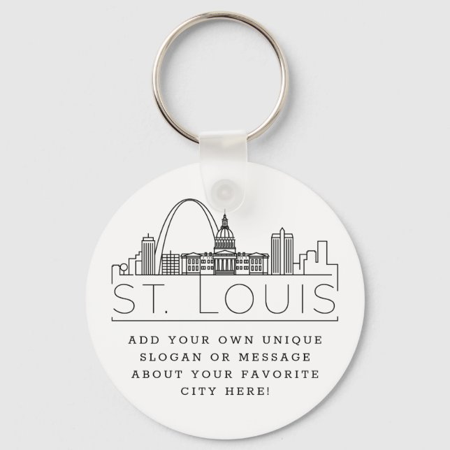 Llavero St. Louis Stylized Skyline | Custom Slogan (Anverso)