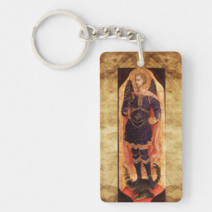 Llavero ST MICHAEL ARCHANGEL CON DRAGON Prayer Parchyer