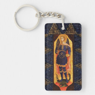 Llavero ST MICHAEL ARCHANGEL CON DRAGON Prayer Parchyer