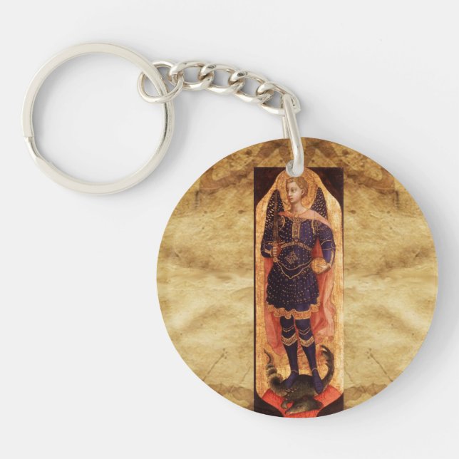 Llavero ST MICHAEL ARCHANGEL CON DRAGON Prayer Parchyer (Frente)