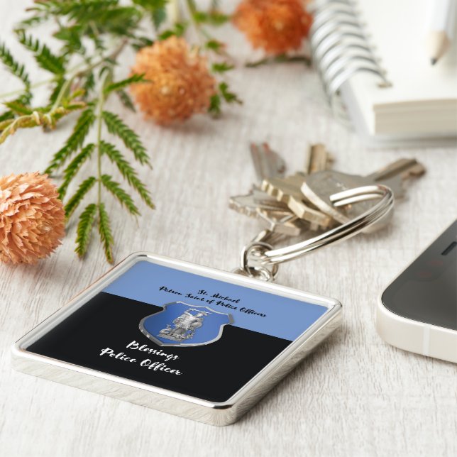 Llavero St. Michael Blessings para nuevo oficial de policí (Lado)