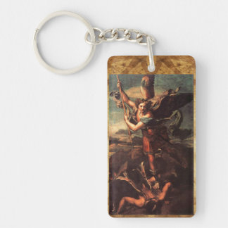 Llavero ST. MICHAEL VANGUISHING SATAN Prayer Parchment